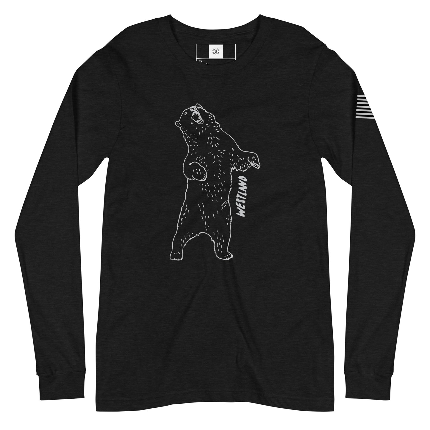 Unisex Long Sleeve Tee Westland Bear and American Flag