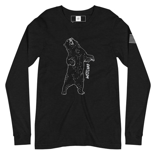 Unisex Long Sleeve Tee Westland Bear and American Flag